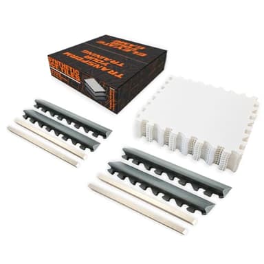 Ice Hockey Home Training Kit: 10 Pcs Synthetic Ice Tiles + 4 Puck Stopper edgings + 4 Rebounder Foams – Skating, Stickhandling, Passing & Shooting Drills