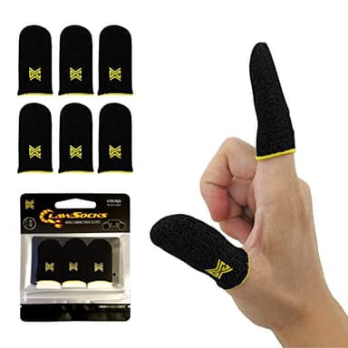 MGC ClawSocks 6 Pack Carbon, Gamer Finger & Thumb Sleeves, Mobile Gaming Stabilizer & Compression Support Black