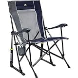 GCI OUTDOOR RoadTrip Rocker Camping Chair | Portable, Folding Rocking Chair with Solid, Durable Armrests, Drink Holder & Comfortable Extended Backrest — Indigo Blue
