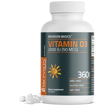 Bronson Vitamin D3 2000 IU (50mcg) Non-GMO, 360 Tablets
