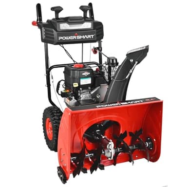 PowerSmart 26-Inch Self Propelled Two-Stage Snow Blower Gas Powered 208cc Briggs and Stratton Engine with Electric Start, Handle Warmer, One-Handed Operation