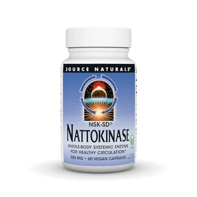 Source Naturals NSK-SD, Nattokinase, Vegetarian Friendly, Whole Body Systemic Enzyme for Healthy Circulation*, 200 mg - 60 Vegetarian Capsules