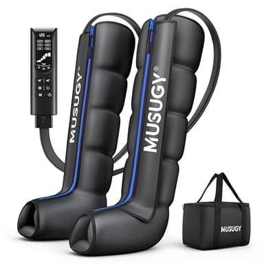 Musugy Sequential Air Compression Recovery System : Professional Full Leg Compression Boots for Circulation & Fast Recovery, Leg Recovery Boots for Muscle Relaxation - for Athletes, Runners, Gym
