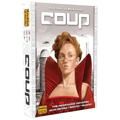 Coup Card Game by Indie Boards & Cards | Fast Bluffing and Social Deduction Strategy | Hidden Roles, Deception, and Player Interaction | Quick 15-Minute Game for 2–6 Players | Adults, Teens, Families