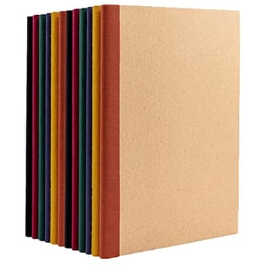 PAPERAGE 12-Pack Composition Notebook Journals, 120 Pages, Kraft Cover with Jewel Tone Spines, College Ruled Lined Paper, Small Size (8 in x 5.75 in) – for Home, Office or School Supplies