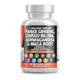 Clean Nutraceuticals Panax Ginseng Ginkgo Biloba Ashwagandha Maca Root - Focus Supplement Pills for Women and Men with Pine Bark Extract, Garlic, and Saw Palmetto - 60 Caps