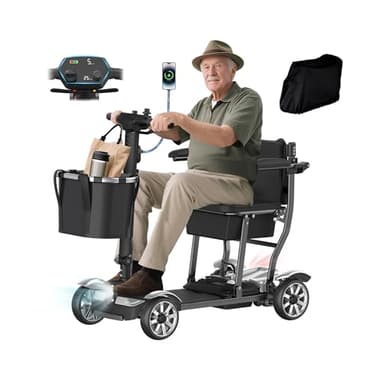 BIQISSI Mobility Scooter for Adults, 30Miles 4 Wheels Mobility Scooter with LCD Display, 350LBS Capacity & Lithium Battery, Airline Approved, 38LBS Motorized Mobility Scooter for Seniors, Silver