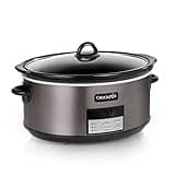 Crock-Pot Large 8-Quart Programmable Slow Cooker with Auto Warm Setting, Black Stainless Steel (Pack of 1)