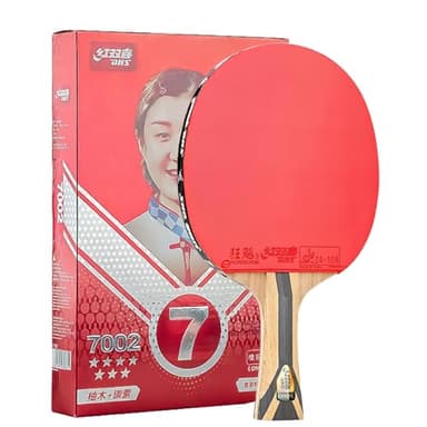 Ping Pong Paddles with 5 Wood + 2 Carbon Fiber Blade - ITTF Approved -Pro Ping Pong Paddle for Advanced Control & Speed - Table Tennis Racket for Offensive Players(7002-Red-Shakehand)