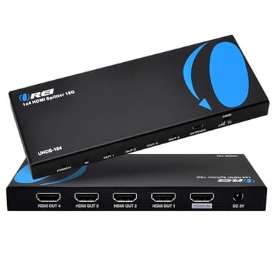 OREI HDMI Splitter 1 in 4 Out – 1x4 4K@60Hz HDMI 2.0 UHD Powered 4-Port HDMI Splitter with HDCP 2.2, EDID Management, 18Gbps Bandwidth – 4-Way Output for TV, Fire Stick, PS5, Blu-ray