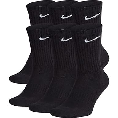 Nike Unisex Everyday Cushioned Training Crew Socks (6 Pairs), Black/White, Medium