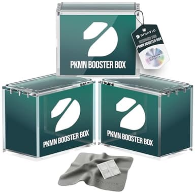 Dinavio Crafthouse PKMN Booster Box Case Acrylic Display Stackable 3 Pack - 8mm + 5mm Ultra Thick Acrylic - PKMN Booster Box Case Protector - Compatible with PKMN Booster Boxes (3 Pack)