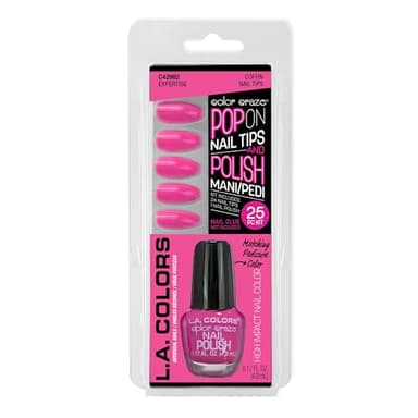 L.A. COLORS Pop On Nail Tips and Polish, Excitement C43174