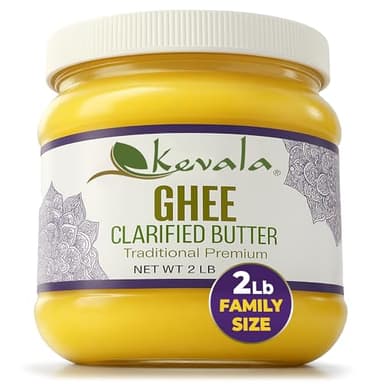 Kevala Clarified Butter Ghee – Grass‑Fed, Lactose & Casein Free, High Smoke Point Cooking & Baking Butter Alternative – Keto & Gluten Free Spread & Oil Substitute | 2 lb