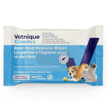 Vetnique Glandex Dog Wipes for Pets Cleansing & Deodorizing Anal Gland Hygienic Dog & Cat Wipes with Vitamin E, Skin Conditioners and Aloe Labs (100ct)