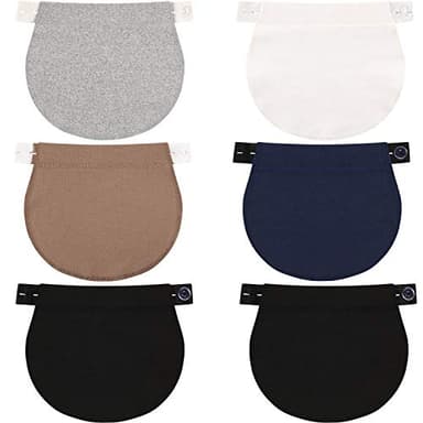 WILLBOND 6 Packs Belly Bands for Pregnant Women Maternity Pants Extender Adjustable Waist Button Extenders Pregnancy Waistband Elastic Pregnancy Trouser Belt Postpartum Maternity Band for Jeans Pants