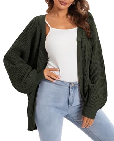 QUALFORT Cardigan Sweaters for Women 100% Cotton Button-Down Oversized Knit Outerwear Fall Tops for Women 2026