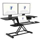 FLEXISPOT Electric Standing Desk Converter 42" Height Adjustable Desk 55 LBS Weight Capacity Motorized Stand up Desk Riser with Quick Release Keyboard Tray for Office Home