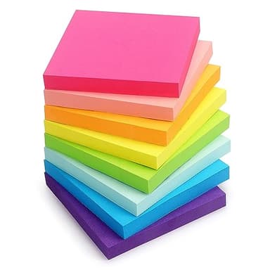 Eastern Wolf 8 Pads Sticky Notes 3x3 Self-Stick Notes 8 Bright Multi Colors Purple Sticky Notes, 85 Sheet/Pad