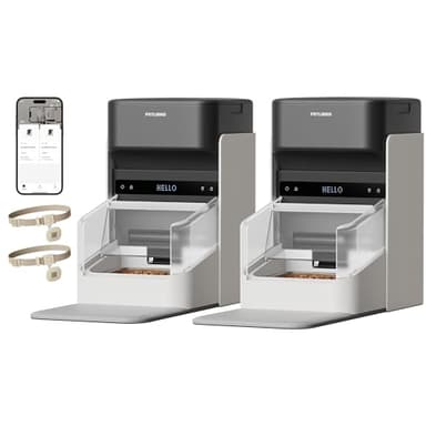 PETLIBRO Automatic Cat Feeders for 2 Cats, RFID Collar Tag for Exclusive Meals, Cats Recognition to Stop Food Stealing, Diet Tracking for Multi-Pet Homes and Different Diets, Pet Feeder Pack of 2