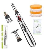 UYGHHK 3-in-1 Massage Acupuncture Pen, Electronic Pain Relief Therapy, Meridian Energy Massager Pen Self Massage Tools Muscle Healing with Massaging Gel