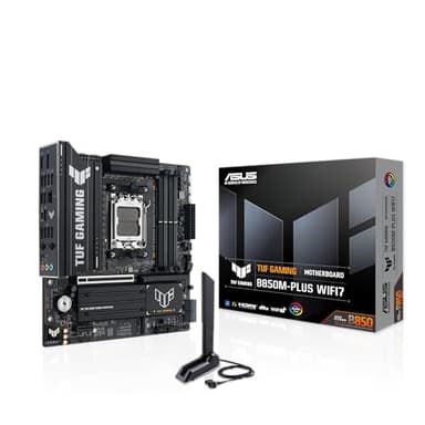 TUF Gaming B850M-PLUS WIFI7 AMD B850 mATX Motherboard, 14+2+1 80A DrMOS Power Stages, DDR5, PCIe 5.0, 3X M.2 Slots, WiFi 7, 2.5Gb Ethernet, DisplayPort, HDMI, Rear USB-C 20Gbps and Front USB-C 10Gbps