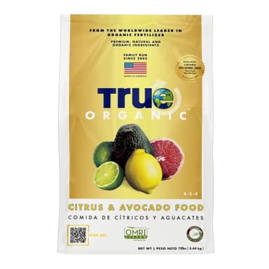 True Organic Citrus & Avocado Food – Organic Fertilizer for Lush Foliage and Abundant Fruit – 12lb Bag Covers 210 Sq. Ft.