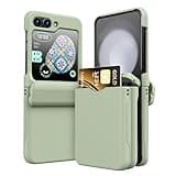 DAKORIE Phone Case for Samsung Galaxy Z Flip 5 Case Cover with Card Holder, Full Body Protector with Hinge Phone Cover for Samsung Galaxy Z Flip 5 5G(Green)