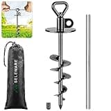 SELEWARE Dog Tie Out Stake Outdoor Anti-Rust Ground Anchor for Large Dogs up to 220 lbs, Free Swivel Dog Stake Dog Camping Gear Twist Rod Included
