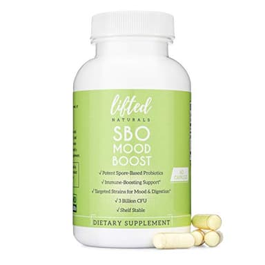 Lifted Naturals Spore Based Probiotic Probiotics - SBO Mood Boost - Spore/Soil-Based - Digestion & Natural Mood Support - Histamine-Free - 60 Day Supply, Non-GMO, Dairy-Free, Gluten-Free, Vegan