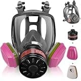 Full Face Gas Mask - Reusable Respirator Gas Masks Survival Nuclear and Chemical with 60926&40mm Activated Carbon Filter Against Gases/Dust/Vapors/Fume for Chemicals,Spray Paint, Industry, Sanding