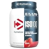Dymatize ISO100 Whey Protein Powder Isolate, Strawberry, 25g of Protein, 20 Servings, 5.5g BCAAs, Less Than 120 Cal., Gluten Free, 1g Fat, 1g Sugar, 2g Carb