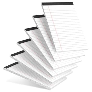 AILZFEI 6pcs Small Note Pad 5x8 College Ruled Legal Pads Paper Notepads 6 Pack Study Back Writing Pads 5 x 8 Legal Pads Perforated Narrow Ruled Pads of Paper White