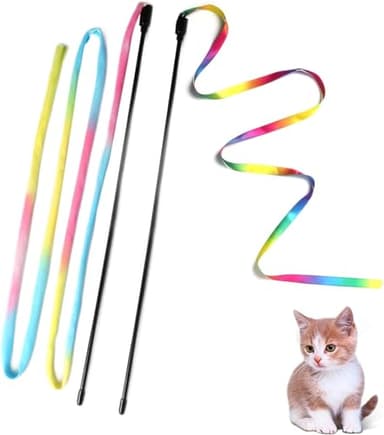 M JJYPET Cat Wand Toys Interactive Kitten Toys for Indoor Cats-2Pcs