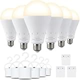 DEBAOBULB 6 Pack Rechargeable Emergency Light Bulbs, Battery Powered LED Light Bulb 3000K Warm E26 120 Volt 9W 60W Equivalent with 1200mAh for Home Power Outage Camping Hurricane1