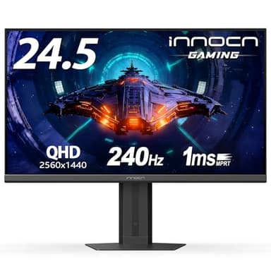 INNOCN 24.5" QHD 2K 1440P 240Hz Gaming Monitor for PS5, Xbox Console, PC Computer, IPS HDR400 1Ms HDMI 2.1, DisplayPort, Low Blur, Height/Pivot Adjustable Stand, Black - 25G2S Plus