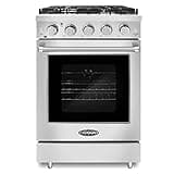 COSMO COS-EPGR244 24 in. Haven Collection 3.73 cu. ft. Gas Range with 4 Sealed Burners, Cast Iron Grates, Convection Oven, Stainless Steel