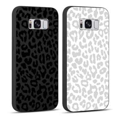 RUMDEY 2 Pack Cute Cheetah Print for Samsung Galaxy S8 Phone Case 5.8", Luxury Leopard Pattern Design Cases Soft Silicone Slim TPU Shockproof Protective Bumper Cover for Women Girls - Black & White