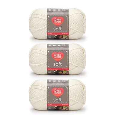 Red Heart Soft Off White Yarn - 3 Pack of 141g/5oz - Acrylic - 4 Medium (Worsted) - 256 Yards - Knitting/Crochet