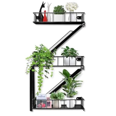 BEKIKAIPING Fire Escape Shelf Wall Floating Shelves New York Metal Decorative Wall Organizer Ladder Firescape Book Shelving for Living Room (3 Tier)