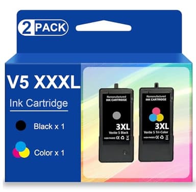 High Pages Verite 5 Ink Cartridge Replacement for Verite 5 V50 V55 V55W Eco V55 Plus, V60 Eco 640 Eco 64 Series, V65 Eco, V65 Plus Ink Cartridge (1 Black/1 Tri-Color, Combo)