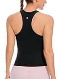 CRZ YOGA Butterluxe Womens Racerback Workout Tank Tops High Neck Sleeveless Camisole Athletic Gym Shirts Black Medium