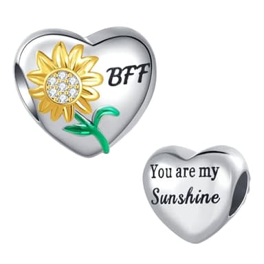 NARTGO Sunflower BFF Best Friend Forever Friendship Charm Compatible with Pandora Charms Bracelets