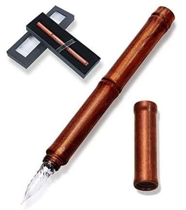Tegning Glass Pen Wood Wooden Pen Fountain Pen Luxury japan brand (Light Brown)