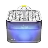 Crystal Cat Water Fountain Stainless Steel, 101oz/3L Pet Fountain with LED Light for Cats and Dogs (Grey)