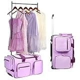 Kakoii Dance Bag with Garment Rack, 23’’ Dance Costumes Duffle Bag with Wheels for Girls Rolling Garment Bag for Travel (Purple)