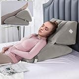 HOMBYS Adjustable Inflatable Bed Wedge Pillow for Sleeping, 7 in 1 Multi Use Back Pillow for Bed Sitting Up, 10 inch Elevated Support Pillow for Legs & Back, Portable for Travel Use-30"x22"x10", Grey