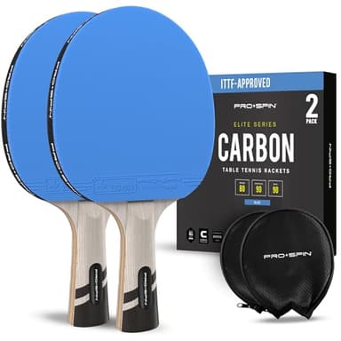 PRO-SPIN Ping Pong Paddles – ITTF Approved Professional Table Tennis Rackets with Carbon Fiber for Superior Control | 7-Ply Blade, Premium Rubber, 2.0mm Sponge (Blue, 2-Pack)