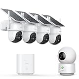 AOSU Solar Security Cameras Outdoor Wireless, 4 Cam-Kit, No Subscription & AOSU 360° Indoor Security Camera, Baby Monitor