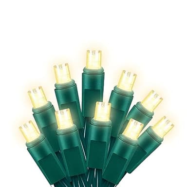 Wominoy 25ft 50 Counts Warm White LED Christmas Lights - Commercial Grade Outdoor Waterproof, Green Wire, Xmas Tree Lights, IP:65, UL